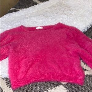 NEVER WORN Hot pink fur crop top sweater
